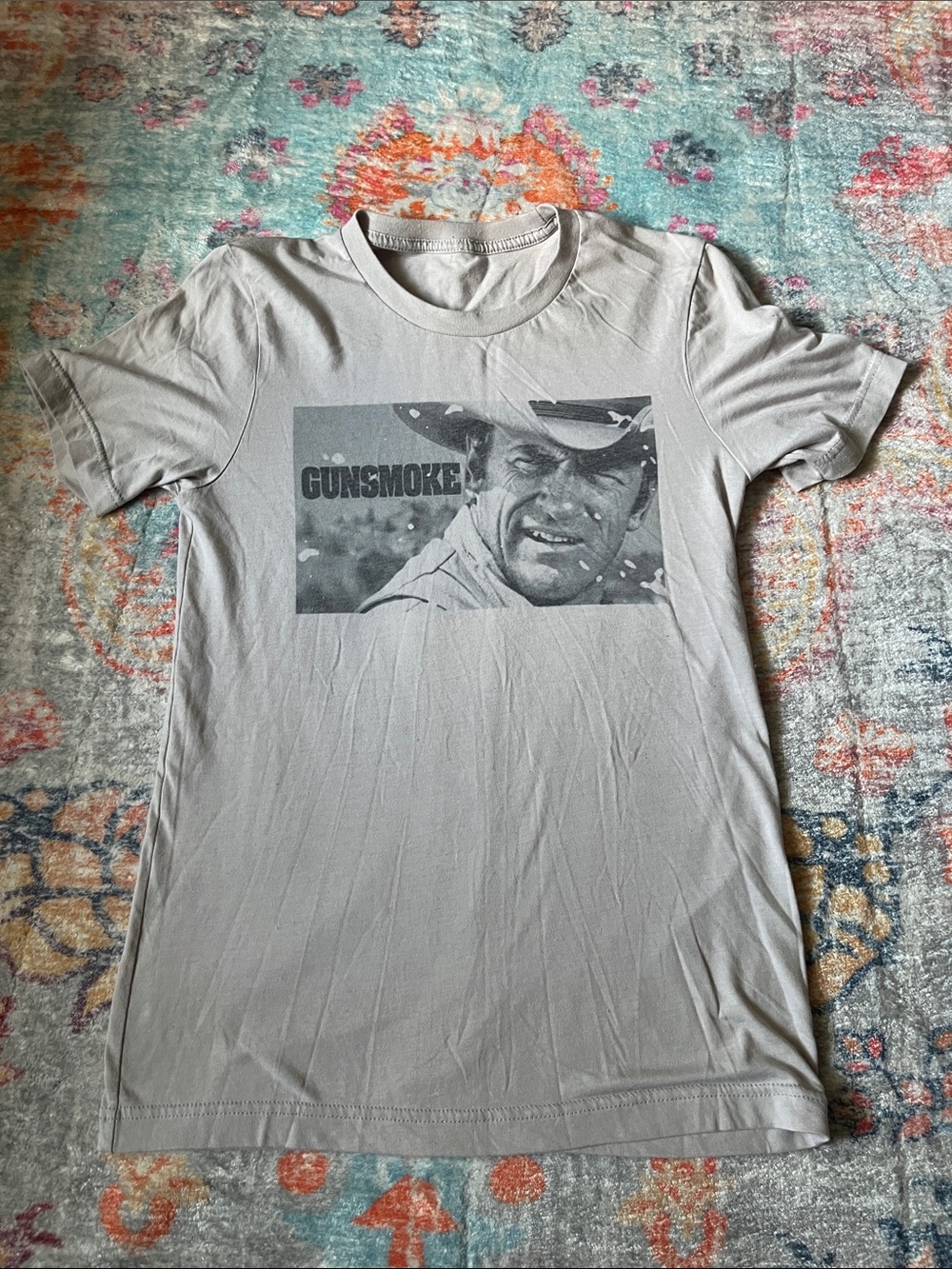 SHEIN Light Gray Gunsmoke Graphic Short Sleeve Tee